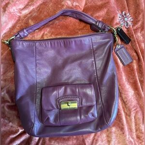 Coach Kristin Purple Leather Hobo Shoulder Bag Purse